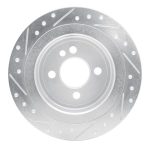 Mini Cooper Brake Rotor (1) - Rear Right - R1 Concepts - Drilled & Slotted - Silver - `09-`14